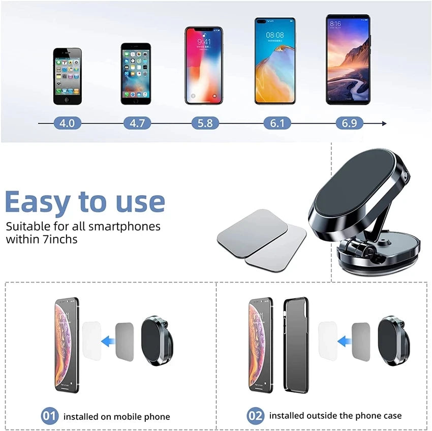 VIKEFON Magnetic Car Phone Holder Mount Magnet Smart Mobile Stand Cell GPS Support In Car For iPhone 15 14 13 12 Xiaomi Samsung