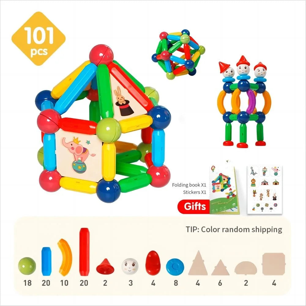 Romboss Magnetic Building Blocks Constructor Set Kids Magnetic Rods Stick Building Blocks Educational Toys for Children Gifts