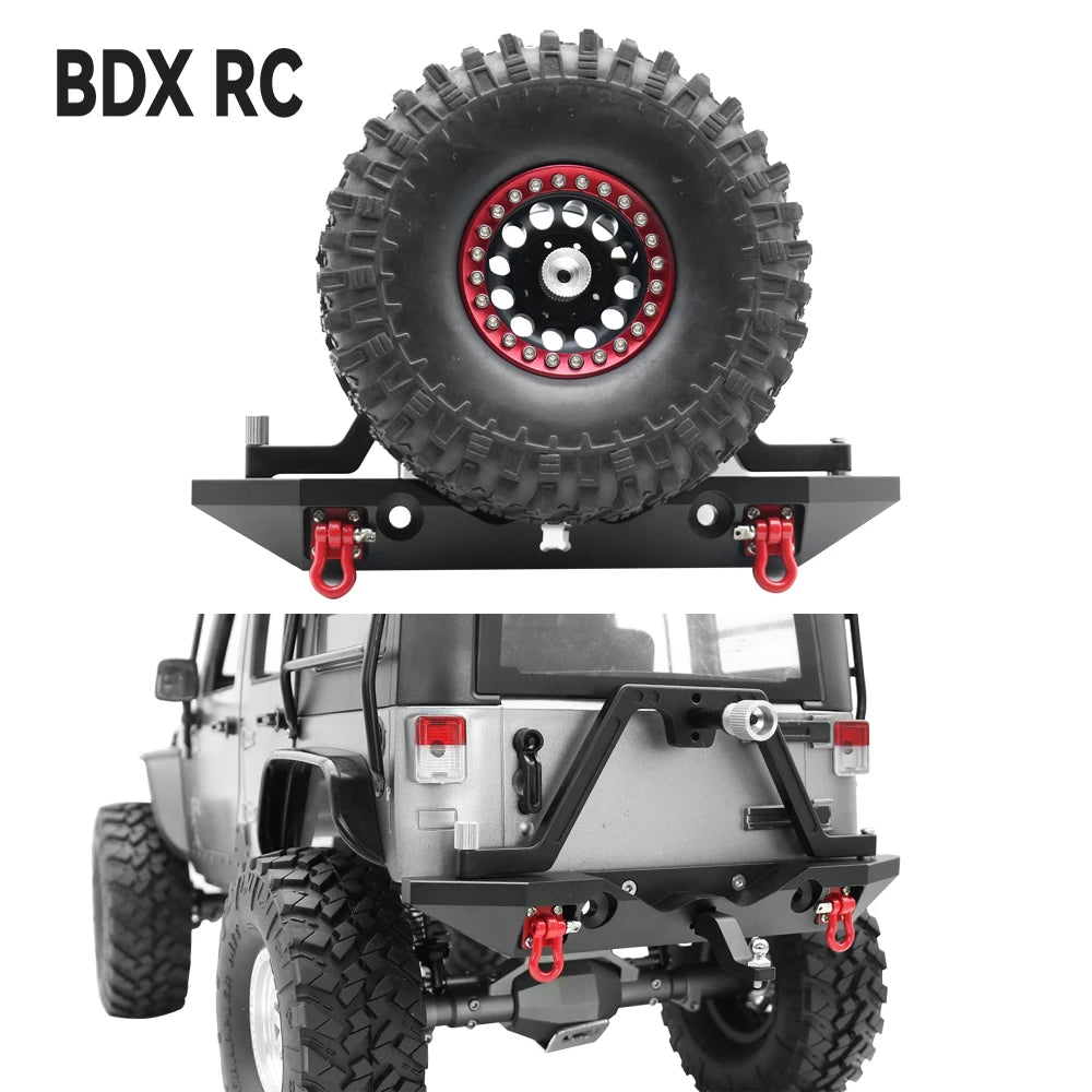 1/10 RC Crawler Car Axial SCX10 II III 90046 90047 AXI03007 TRX4 Aluminum Rear Bumper Bull Bar With Light Tire Holder