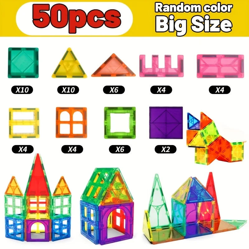 Montessori Educational Toys Magnetic Building Blocks Children DIY Construction Sets Star Diamond Magnetic Tiles for Kids Gift