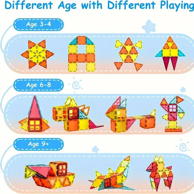 Montessori Educational Toys Magnetic Building Blocks Children DIY Construction Sets Star Diamond Magnetic Tiles for Kids Gift