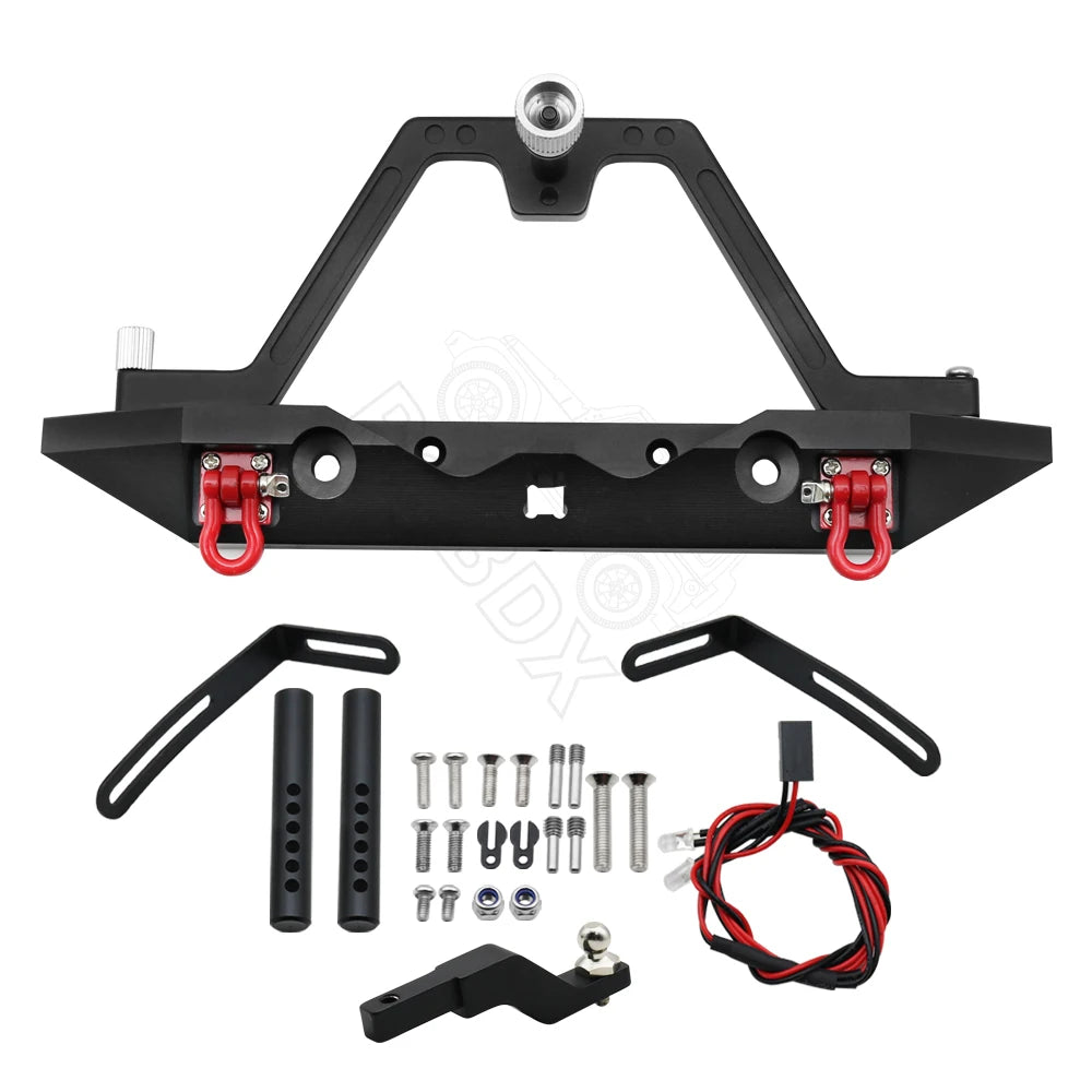 1/10 RC Crawler Car Axial SCX10 II III 90046 90047 AXI03007 TRX4 Aluminum Rear Bumper Bull Bar With Light Tire Holder