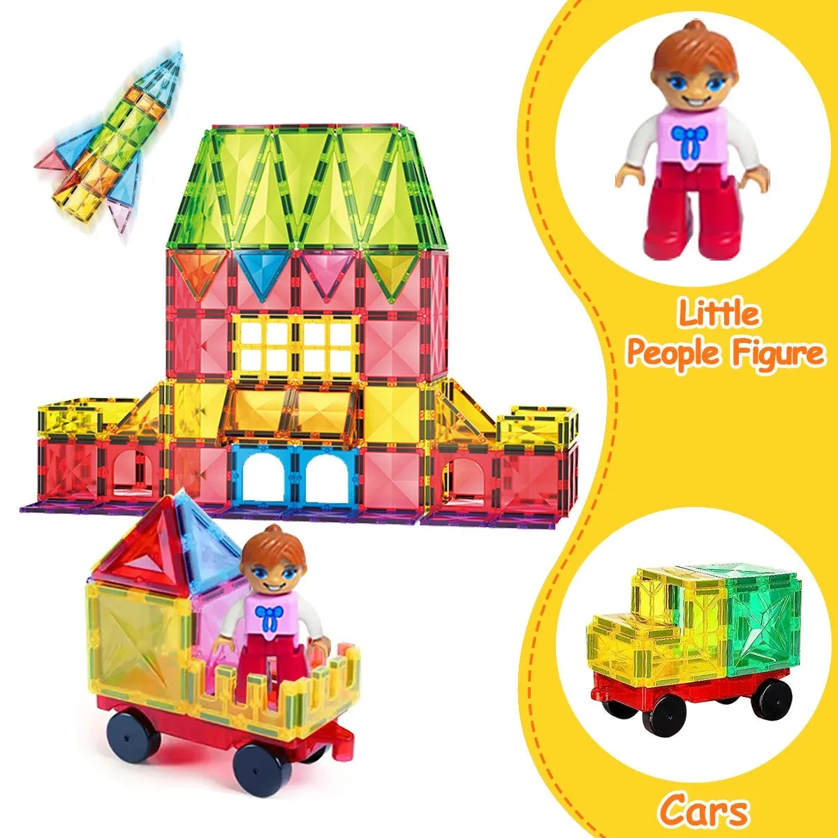 Montessori Educational Toys Magnetic Building Blocks Children DIY Construction Sets Star Diamond Magnetic Tiles for Kids Gift